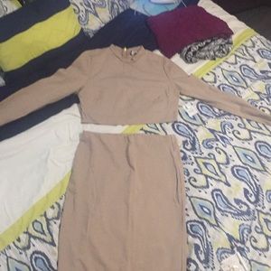 Brand new midi skirt and crop set - Beige/Tan XL